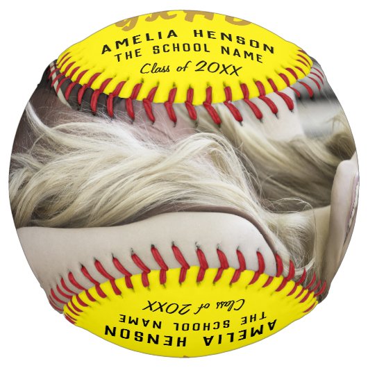 Balle De Softball Félicitations aux diplômés Jaunes Photo (Devant)