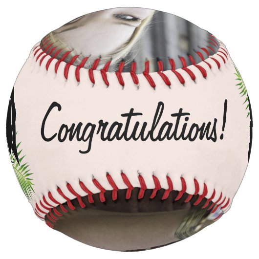 Balle De Softball Félicitations Diplômés Feuille Tropicale Photo (Dos)