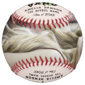 Balle De Softball Félicitations Diplômés Feuille Tropicale Photo (Devant)