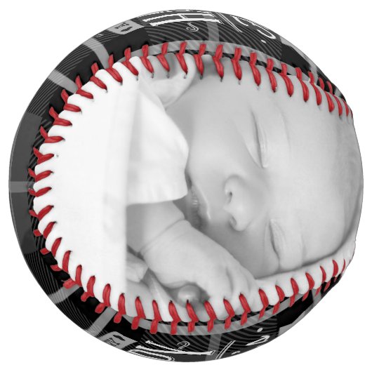 Balle De Softball Fête des pères personnalisée unique (carte noire) (Devant gauche)