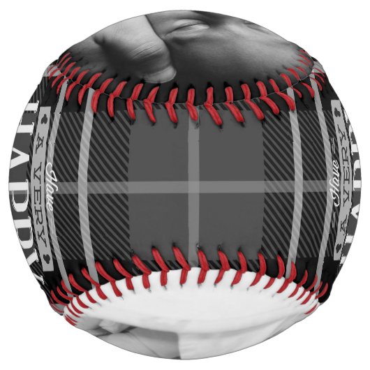 Balle De Softball Fête des pères personnalisée unique (carte noire) (Dos)