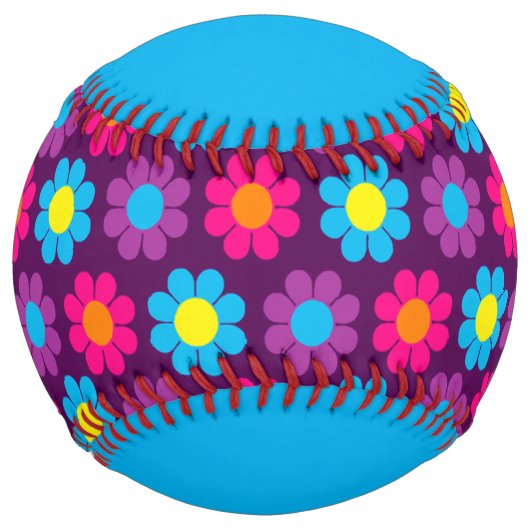 Balle De Softball Fleur Rétro Power (Devant)