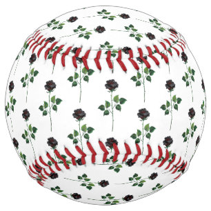 Balle De Softball Fleur rose noire