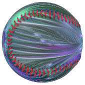 Balle De Softball Fleur vert violet Art Abstrait moderne Fractal (Devant gauche)
