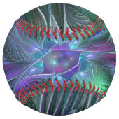 Balle De Softball Fleur vert violet Art Abstrait moderne Fractal (Dos)