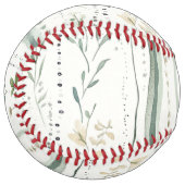 Balle De Softball Fleurs à rayures vertes et blanches (Devant gauche)