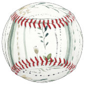 Balle De Softball Fleurs à rayures vertes et blanches (Dos)