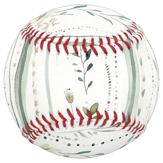Balle De Softball Fleurs à rayures vertes et blanches (Devant)