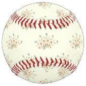 Balle De Softball Fleurs bleues, Fleurs rouges, Motif de fleurs (Dos)
