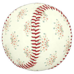 Balle De Softball Fleurs bleues, Fleurs rouges, Motif de fleurs