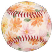 Balle De Softball Fleurs Rose Jaune Bleu Pêche (Dos)