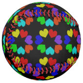 Balle De Softball Floral Rainbow Love Hearts Softball (Devant gauche)