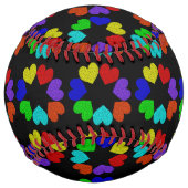 Balle De Softball Floral Rainbow Love Hearts Softball (Dos)