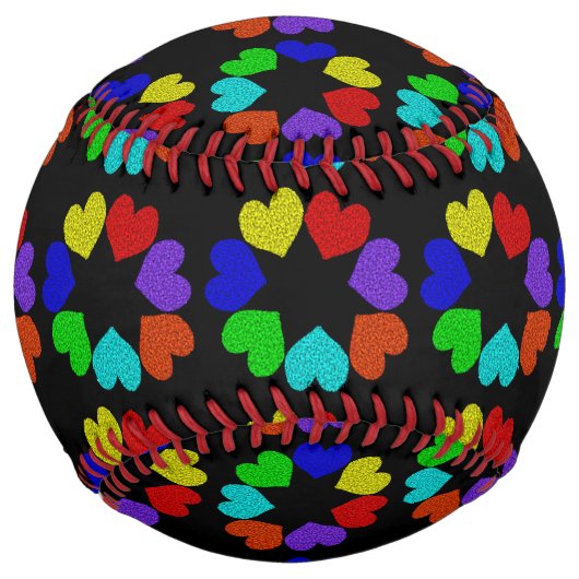 Balle De Softball Floral Rainbow Love Hearts Softball (Devant)