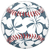 Balle De Softball Floral rayé tropical blanc (Devant)