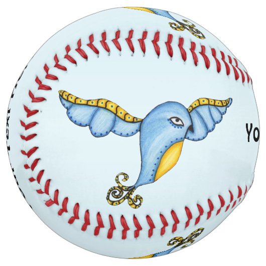 Balle De Softball Flying Imaginaire Bluebirds Yellow Scrolled Tail (Devant gauche)