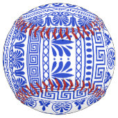 Balle De Softball Fret grec, Motif méditerranéen, Bleu (Dos)