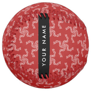 Balle De Softball Garland de Noël, Rouge, Votre nom, Personnaliser