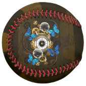 Balle De Softball Gears of Steampunk and Blue Butterflies (Devant gauche)