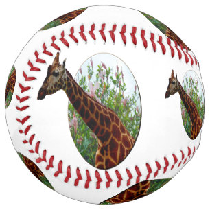Balle De Softball Girafe Et Fleurs D'Hibiscus, Softball