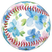 Balle De Softball Girly Blue Pink Floral (Devant gauche)