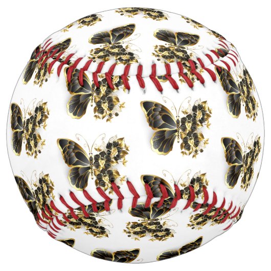 Balle De Softball Gold flower Butterfly with Black Orchid (Devant)