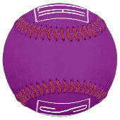 Balle De Softball Gras moderne 3 initiales Monogramme | Blanc et pou (Dos)