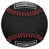 Balle De Softball Gras moderne 3 initiales Monogramme | Blanc sur no (Dos)