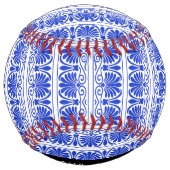 Balle De Softball Grec Fret Arabesque Bleu, Votre Nom, Personnaliser (Dos)