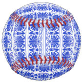 Balle De Softball Grec Fret Arabesque Bleu, Votre Nom, Personnaliser (Devant)