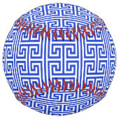 Balle De Softball Grec Meander Carré clé H Motif bleu (Dos)