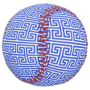 Balle De Softball Grec Meander Carré clé H Motif bleu