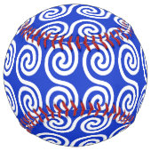 Balle De Softball Grec Meander Key Waves Motif Bleu (Dos)