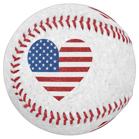 Balle De Softball Heart July 4th Glitter (Devant gauche)