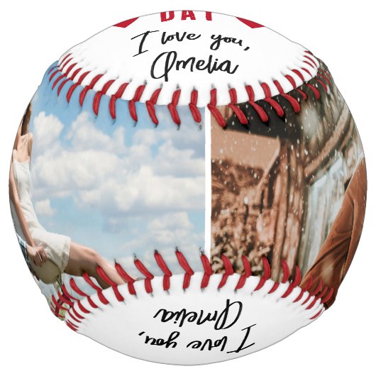 Balle De Softball Heureuse Sainte-Valentin 2 Photo Collage Petit ami (Devant)