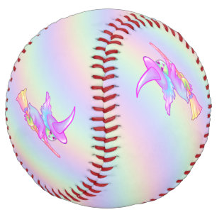 Balle De Softball Heureuse Sorcière Volant Sur Le Dessin De Broomsti