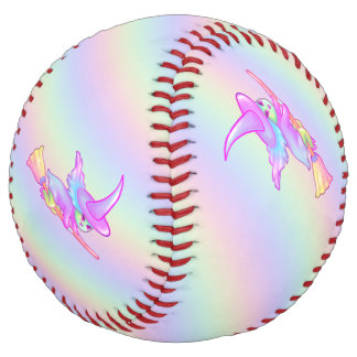 Balle De Softball Heureuse Sorcière Volant Sur Le Dessin De Broomsti