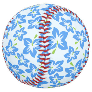 Balle De Softball Hibiscus Bleu, Fleurs Bleues, Motif De Fleurs