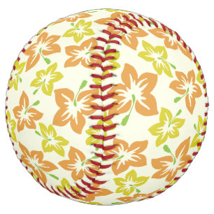 Balle De Softball Hibiscus Jaune, Hibiscus Orange, Modèle Floral