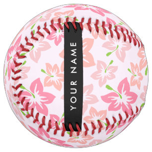 Balle De Softball Hibiscus Rose, Fleurs Roses, Votre Nom