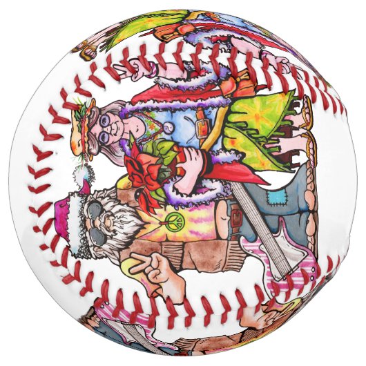 Balle De Softball Hippie Santa Couple (Devant gauche)