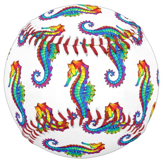 Balle De Softball Hippocampe polygonal arc-en-ciel (Devant)