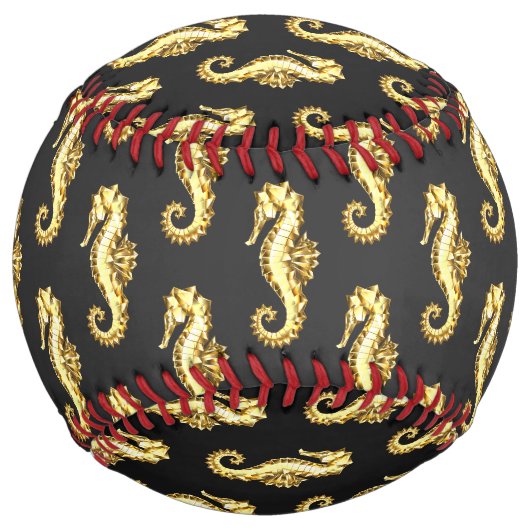 Balle De Softball Hippocampe Polygonal Or (Devant)