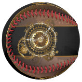 Balle De Softball Horloge Steampunk avec des engrenages anciens (Devant gauche)