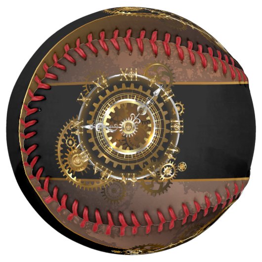 Balle De Softball Horloge Steampunk avec des engrenages anciens (Devant gauche)
