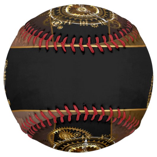 Balle De Softball Horloge Steampunk avec des engrenages anciens (Devant)