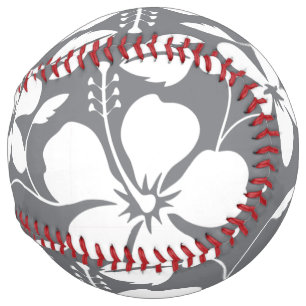 BALLE DE SOFTBALL HULA HAWAIEN (HIBISCUS) GRIS