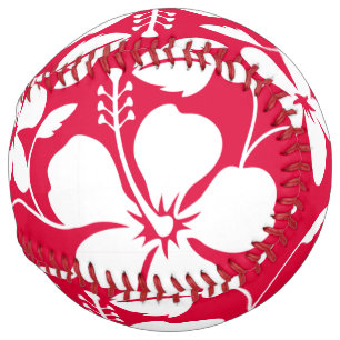 BALLE DE SOFTBALL HULA HAWAIEN (HIBISCUS) ROUGE