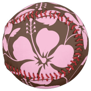 BALLE DE SOFTBALL HULA HAWAIENNE (HIBISCUS) MARRON/ROSE