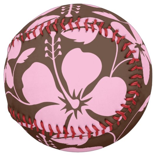 BALLE DE SOFTBALL HULA HAWAIENNE (HIBISCUS) MARRON/ROSE (Dos gauche)